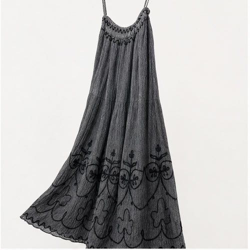 HS Rok Handmade in India - Meerdere Kleuren - Antraciet - zijaanzicht