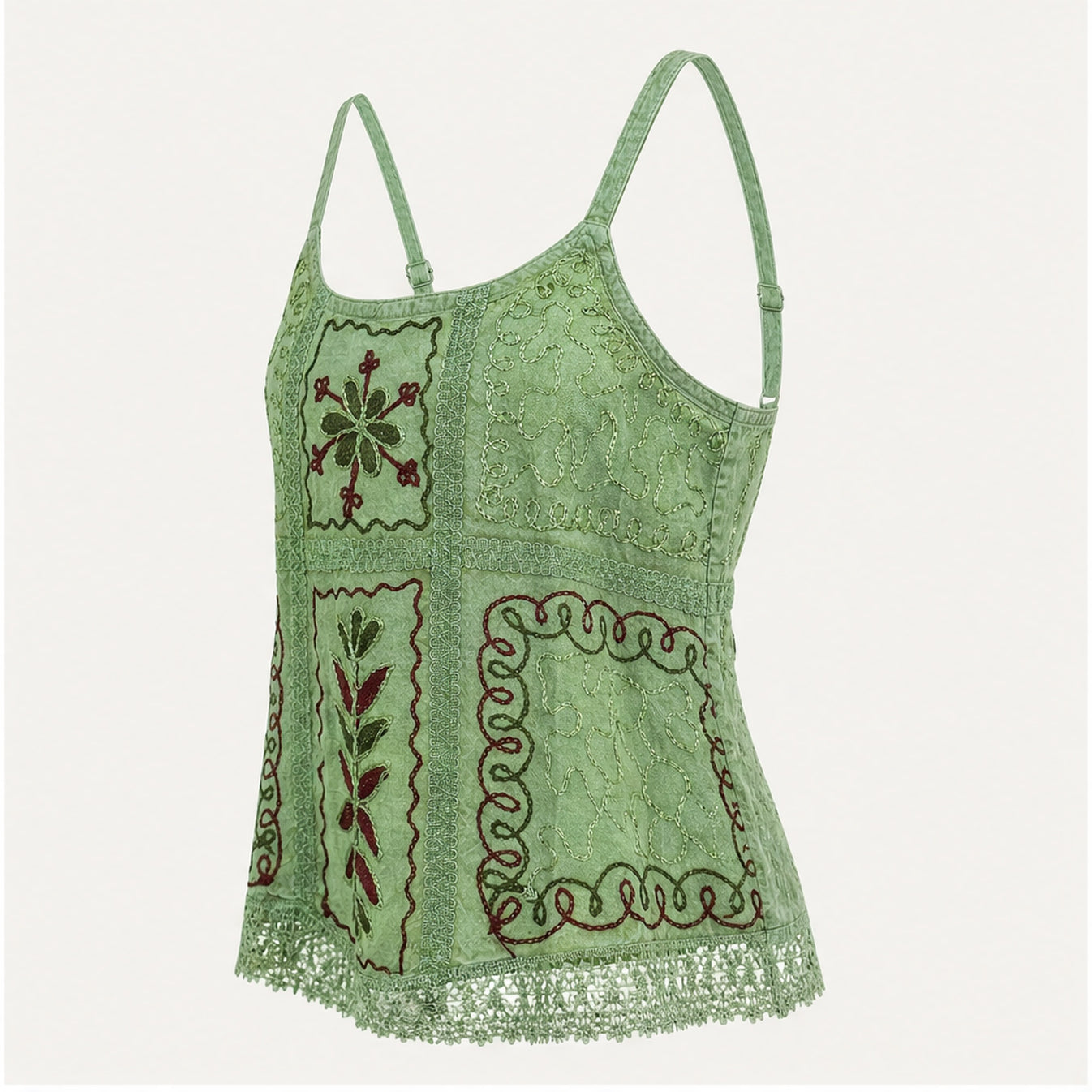 HS Elastische Top Handmade in India - Meerdere Kleuren - Mintgroen - zijaanzicht