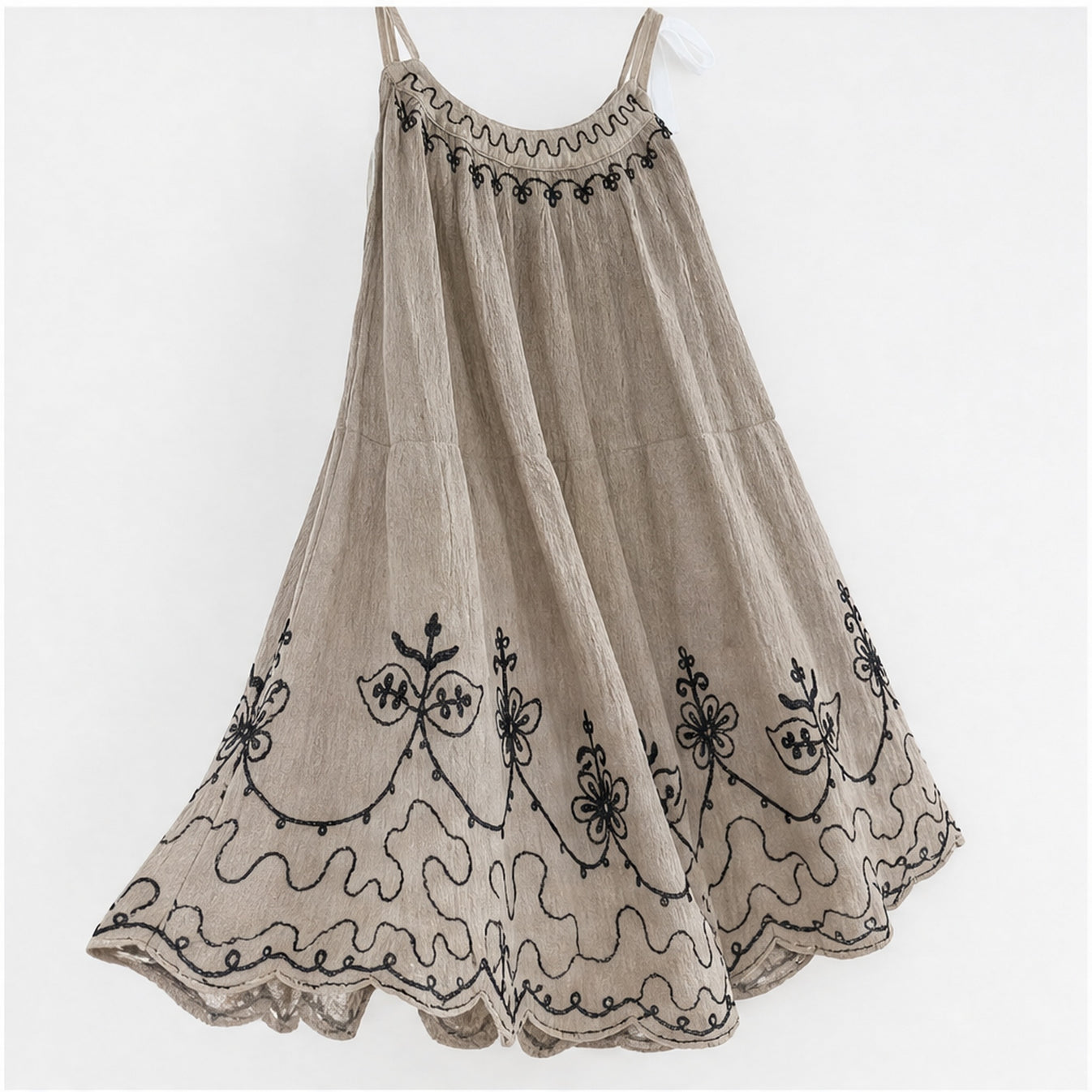 HS Rok Handmade in India - Meerdere Kleuren - Taupegrijs - zijaanzicht