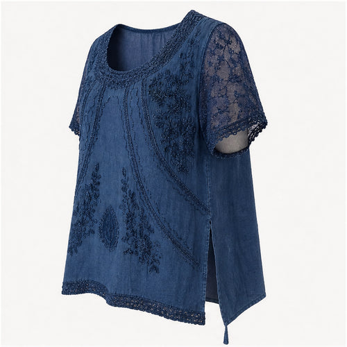 HS Shirt - Meerdere Kleuren - Denimblauw Borduursel - zijaanzicht