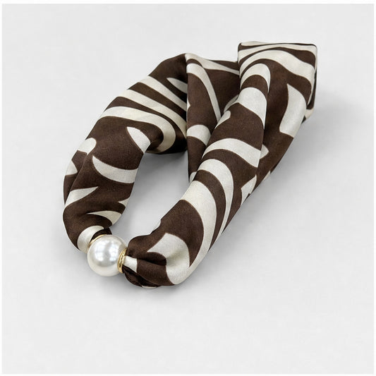 HS Parelsjaal Zebraprint - Meerdere Kleuren - Bruin Zebraprint - zijaanzicht