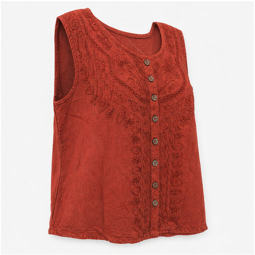 HS Mouwloos Shirt - Meerdere Kleuren - Rood Borduursel - zijaanzicht