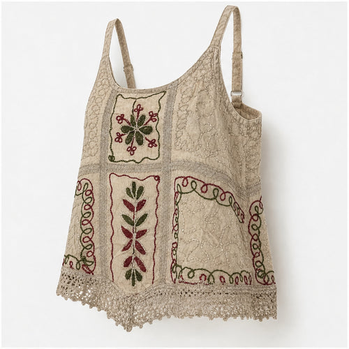 HS Elastische Top Handmade in India - Meerdere Kleuren - Taupe - zijaanzicht