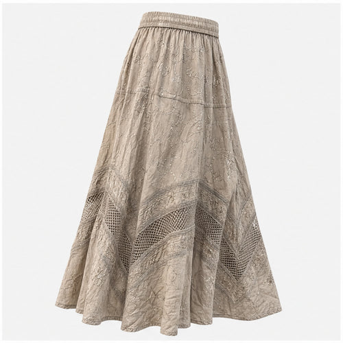 HS Rok Handmade in India - Meerdere Kleuren - Taupe - zijaanzicht