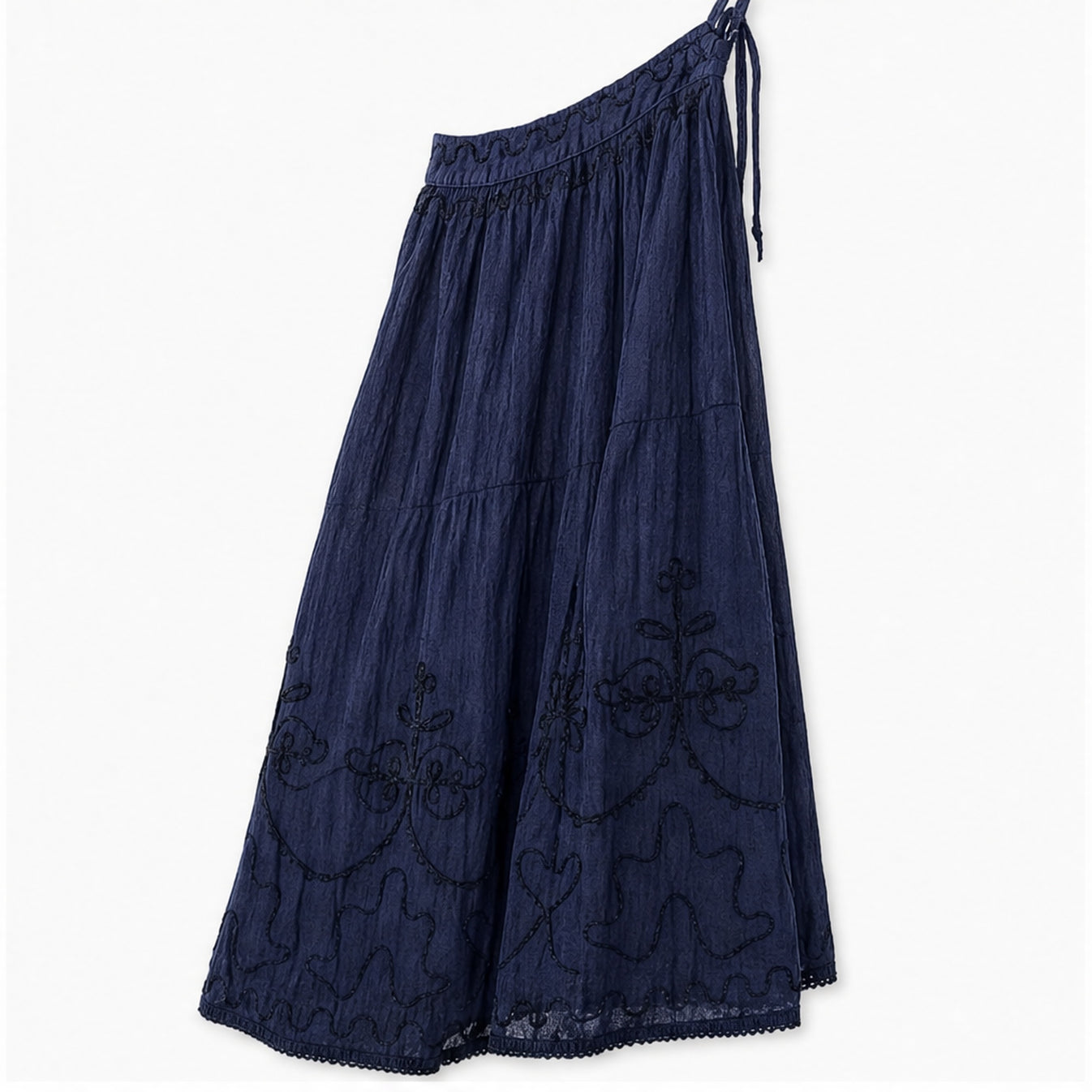 HS Rok Handmade in India - Meerdere Kleuren - Navy - zijaanzicht