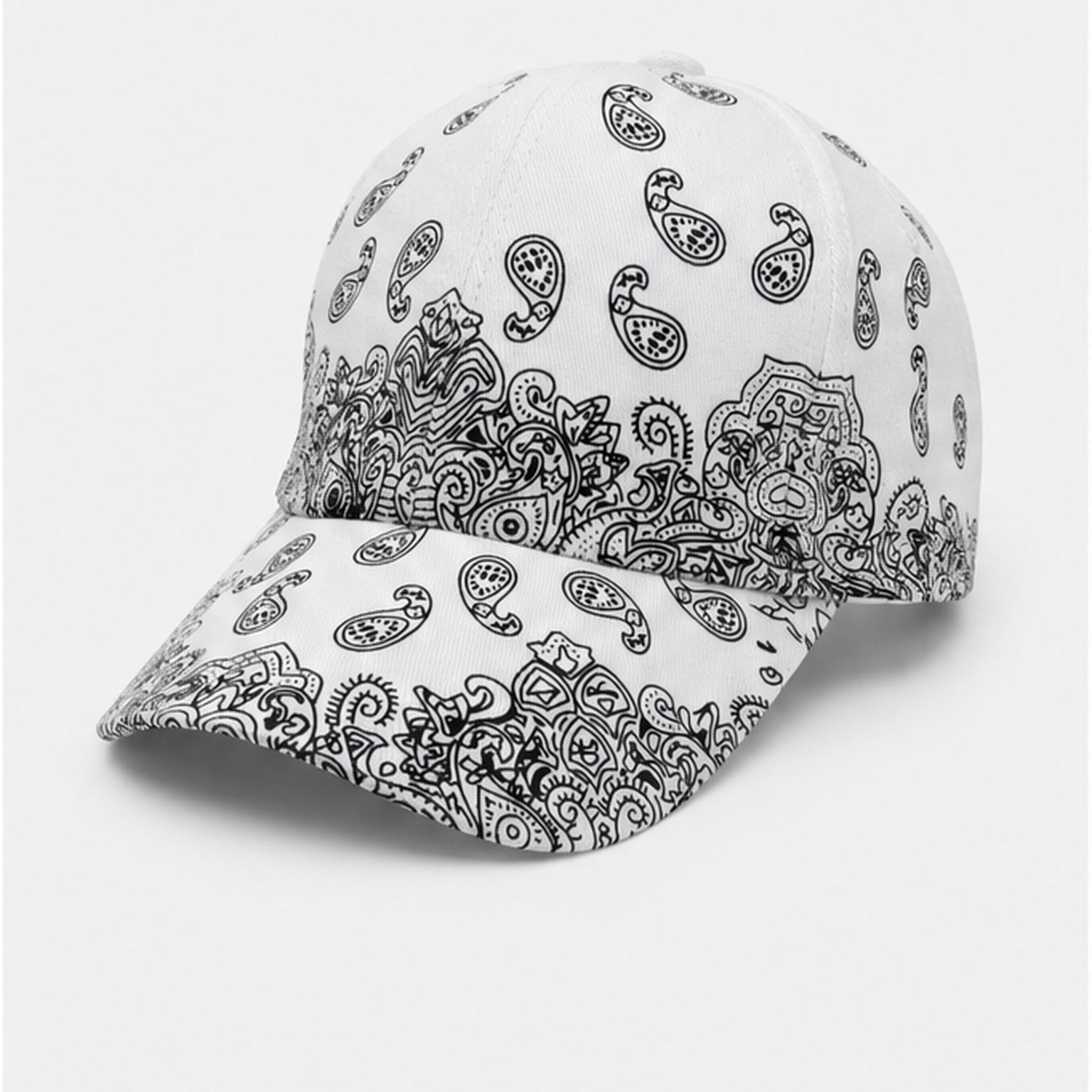HS petje Wit Paisley Print - zijaanzicht