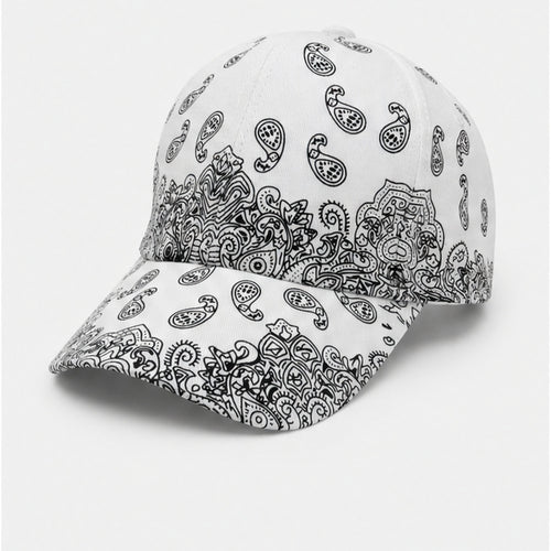 HS petje Wit Paisley Print - zijaanzicht