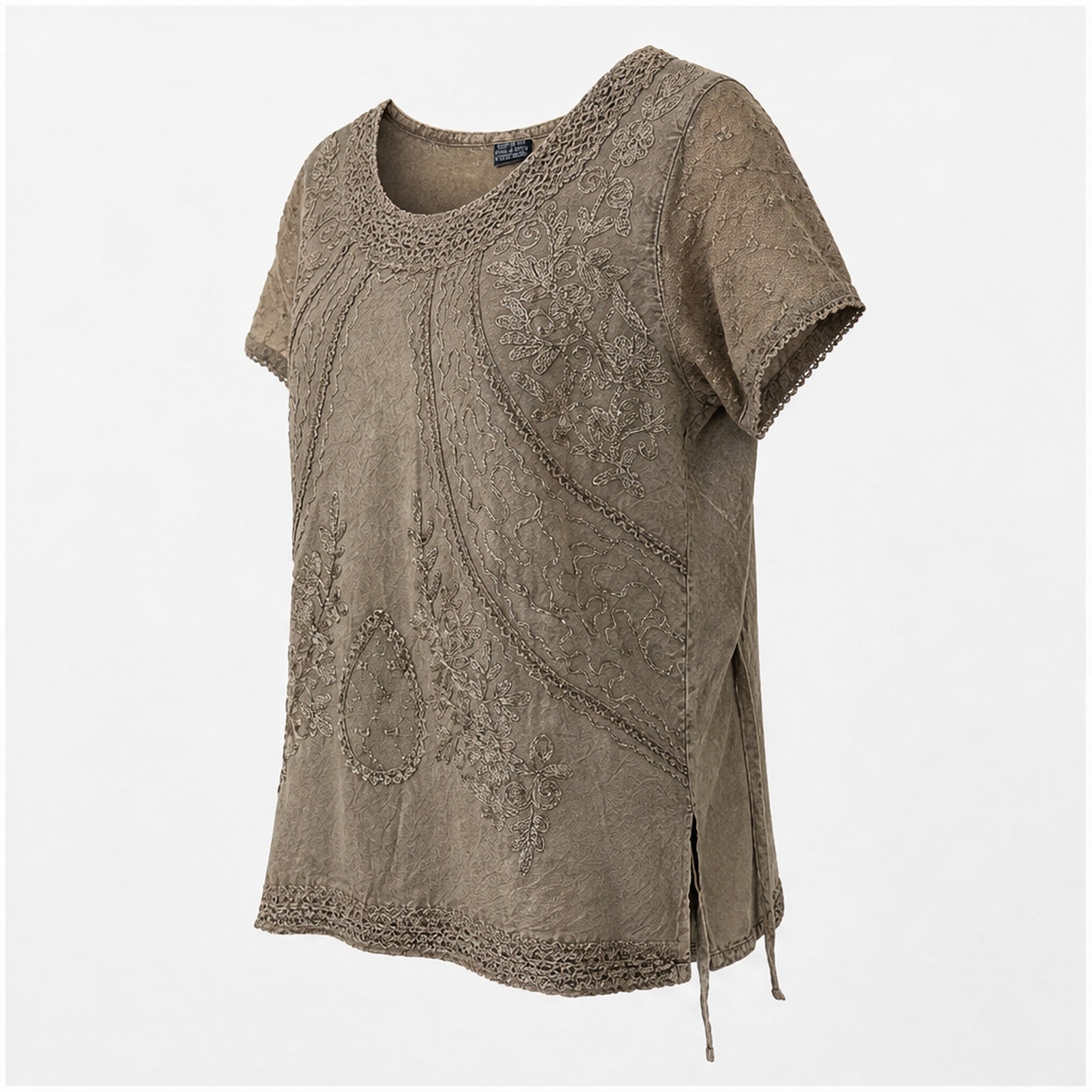 HS Shirt - Meerdere Kleuren - Taupe Borduursel - zijaanzicht