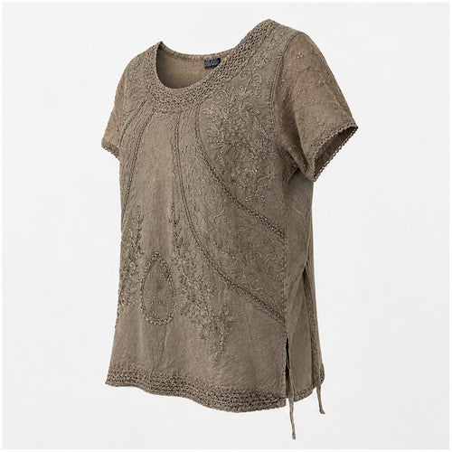 HS Shirt - Meerdere Kleuren - Taupe Borduursel - zijaanzicht