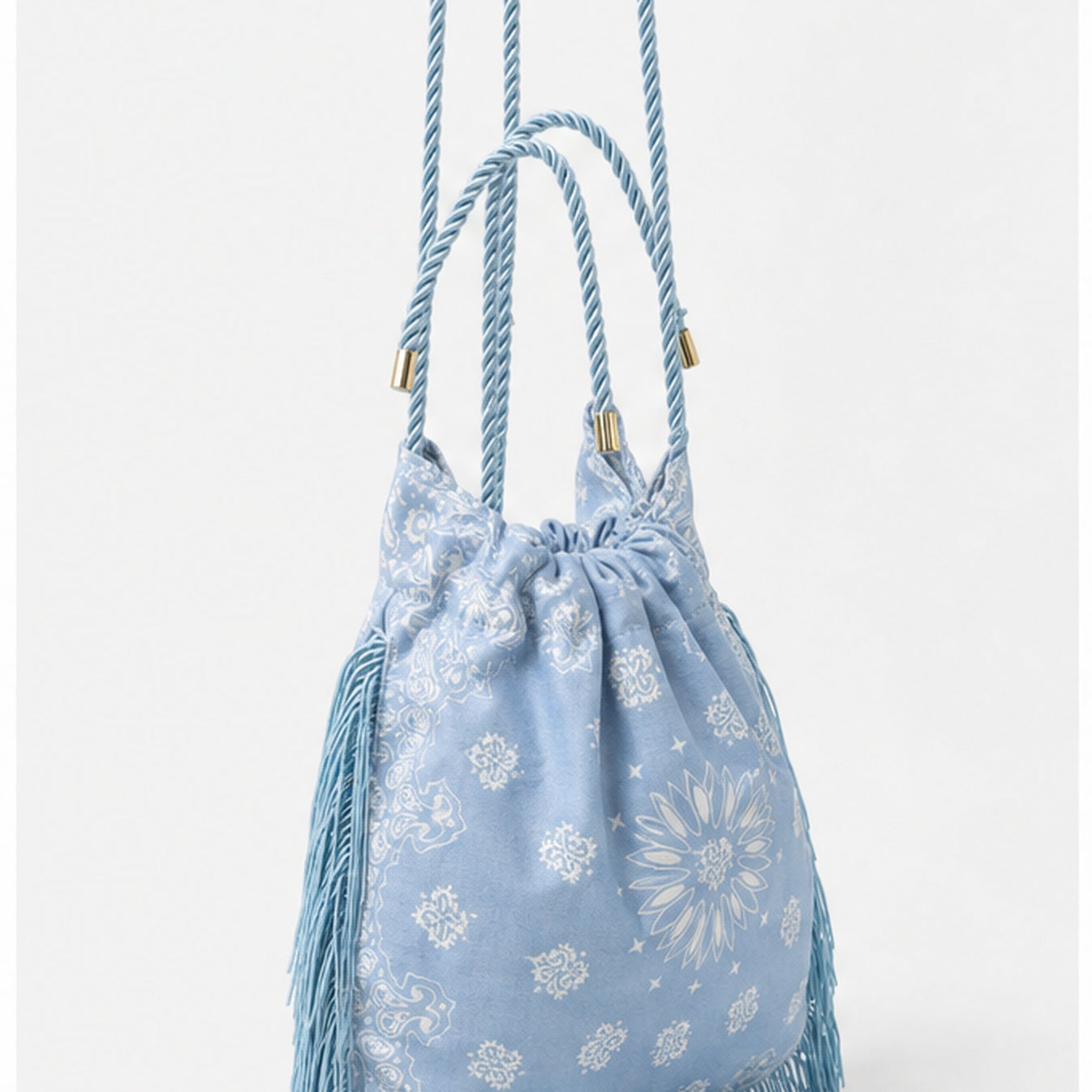 HS tas Blauw Fringe - zijaanzicht