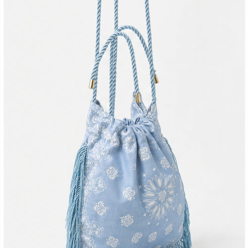 HS tas Blauw Fringe - zijaanzicht