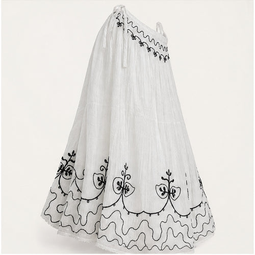 HS Rok Handmade in India - Meerdere Kleuren - Wit - zijaanzicht