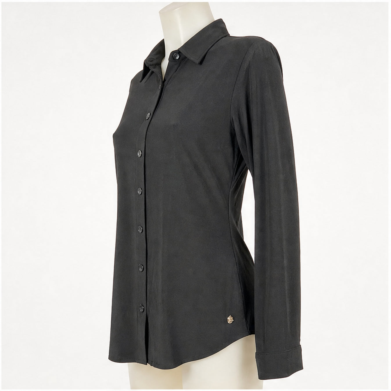 Angelle Milan Blouse - Zwart Effen - zijaanzicht