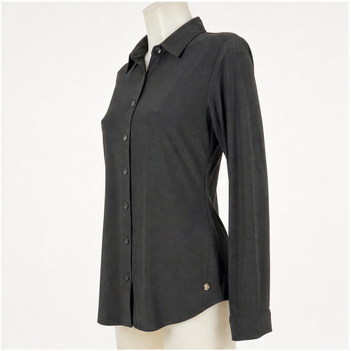 Angelle Milan Blouse - Zwart Effen - zijaanzicht