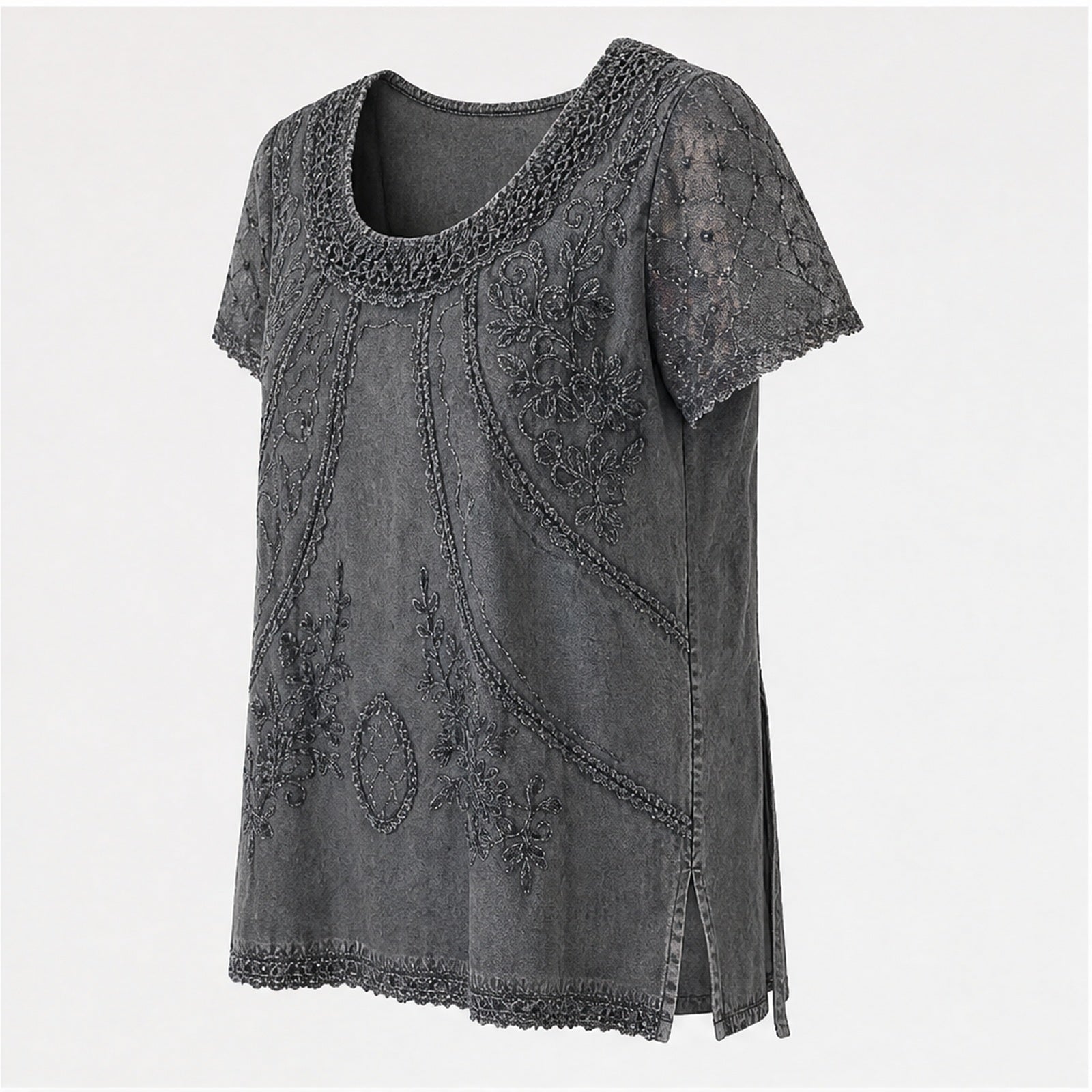 HS Shirt - Meerdere Kleuren - Antraciet Borduursel - zijaanzicht