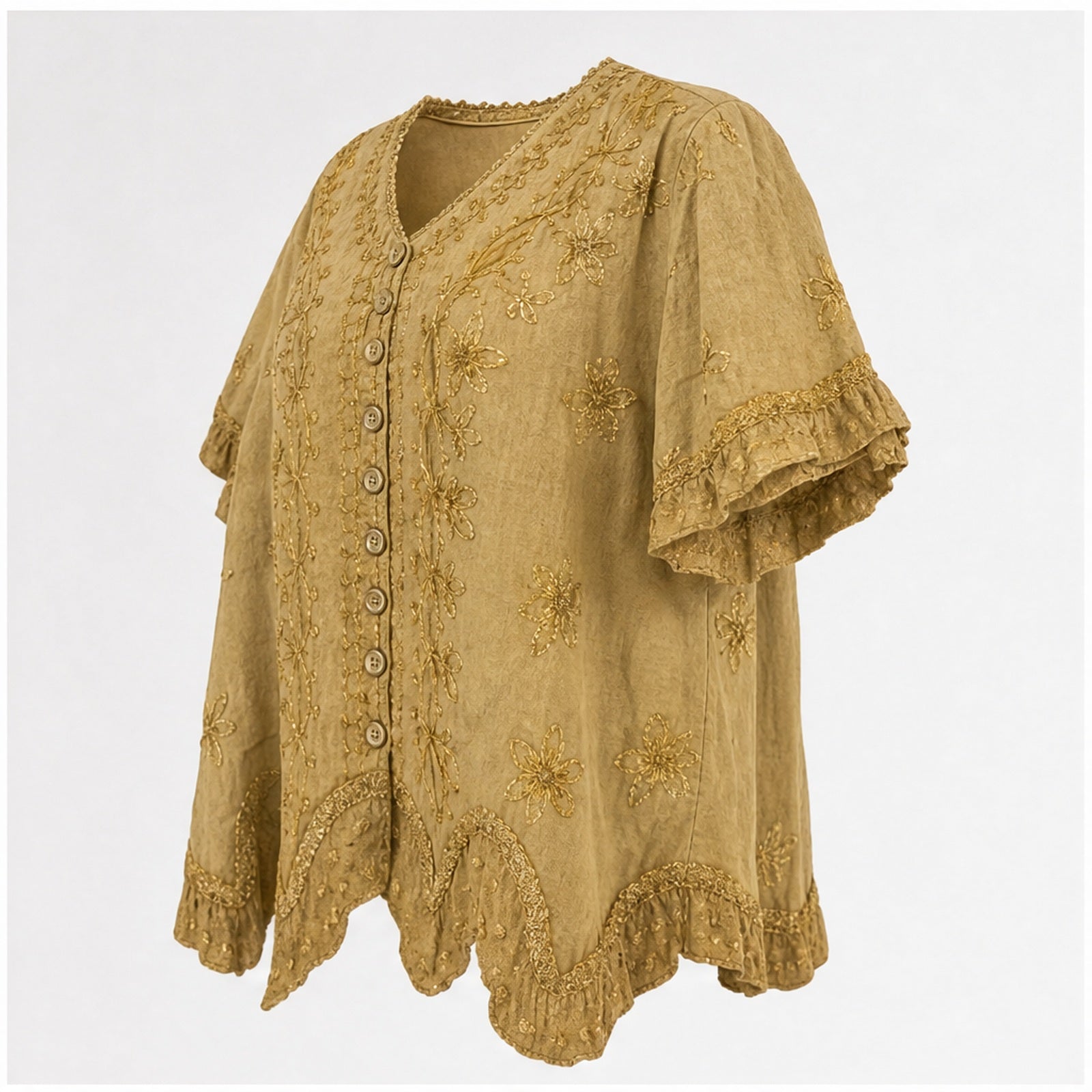 HS Top - Meerdere Kleuren - Camel Borduursel - zijaanzicht