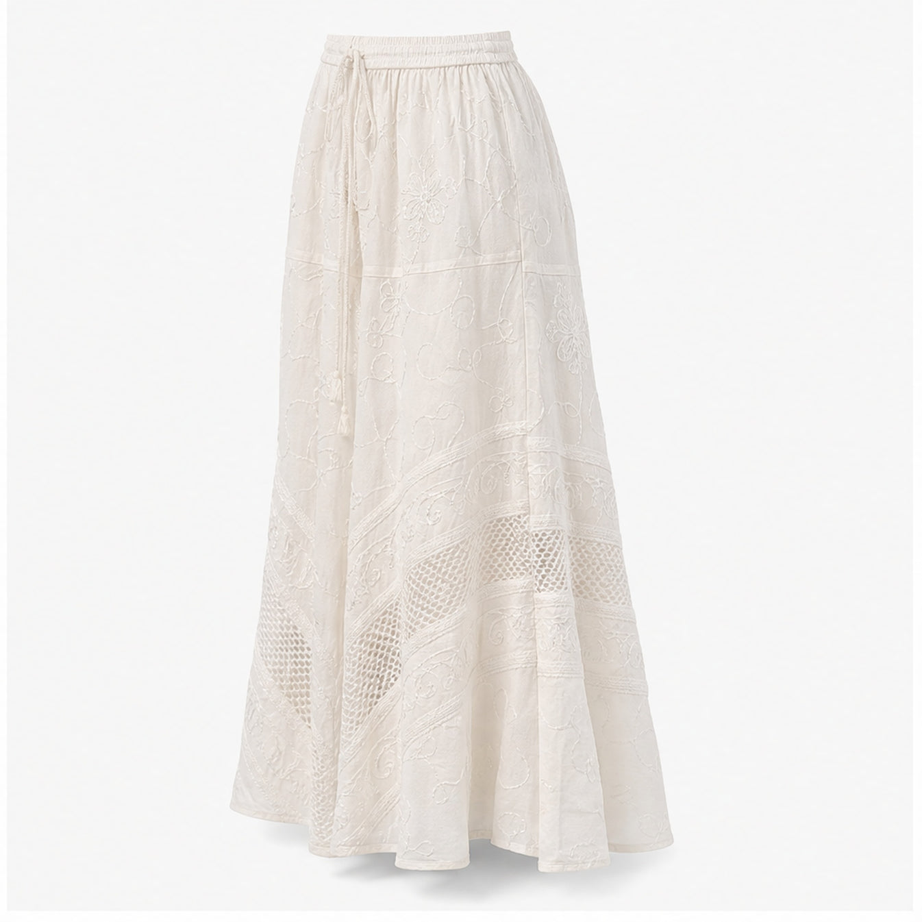 HS Rok Handmade in India - Meerdere Kleuren - Ecru - zijaanzicht