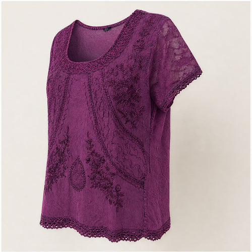 HS Shirt - Meerdere Kleuren - Fuchsia Borduursel - zijaanzicht