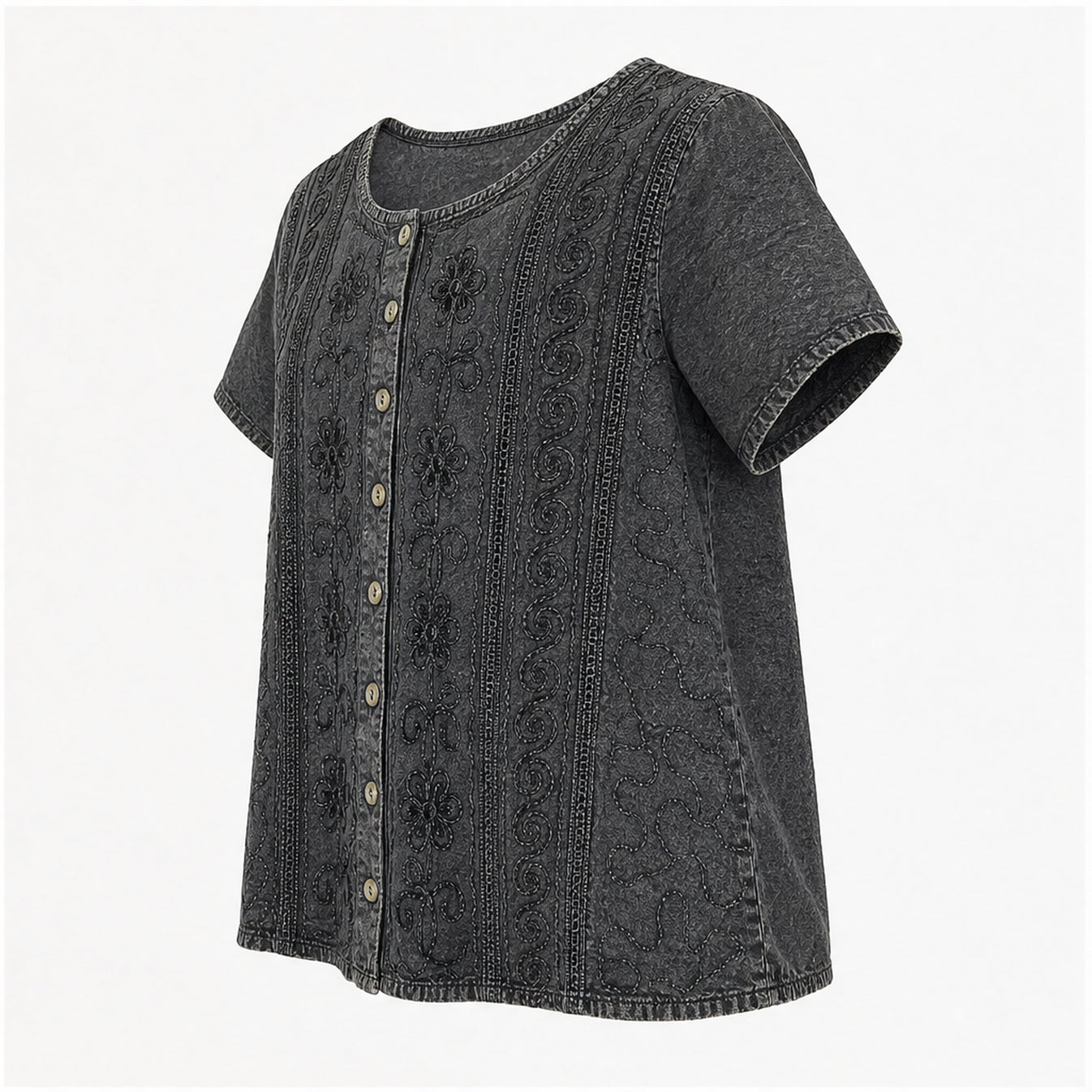 HS Top Handmade India - Meerdere Kleuren - Donker antraciet - zijaanzicht