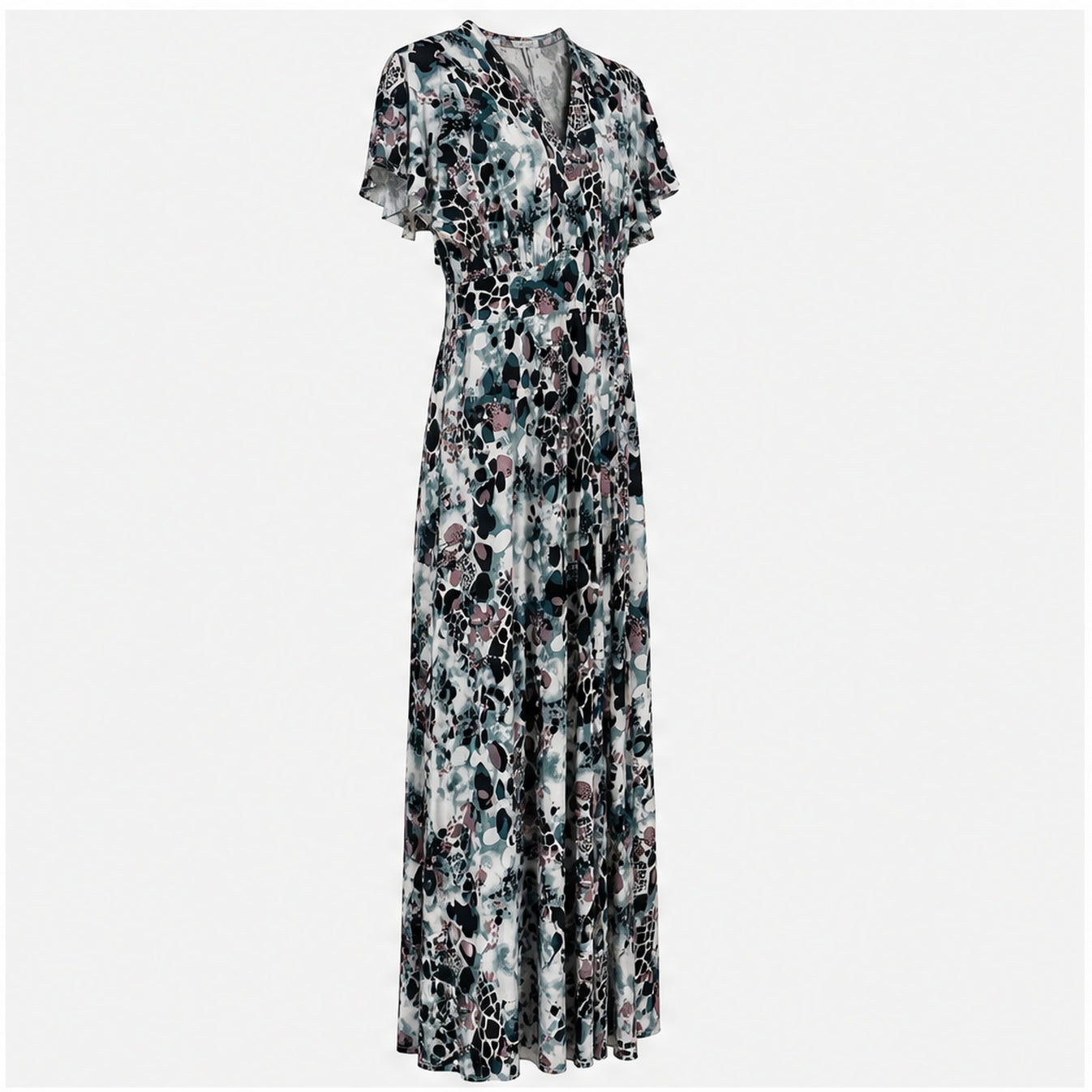 Jimi Fei Paris Zwart Wit Teal Bloemenprint - zijaanzicht