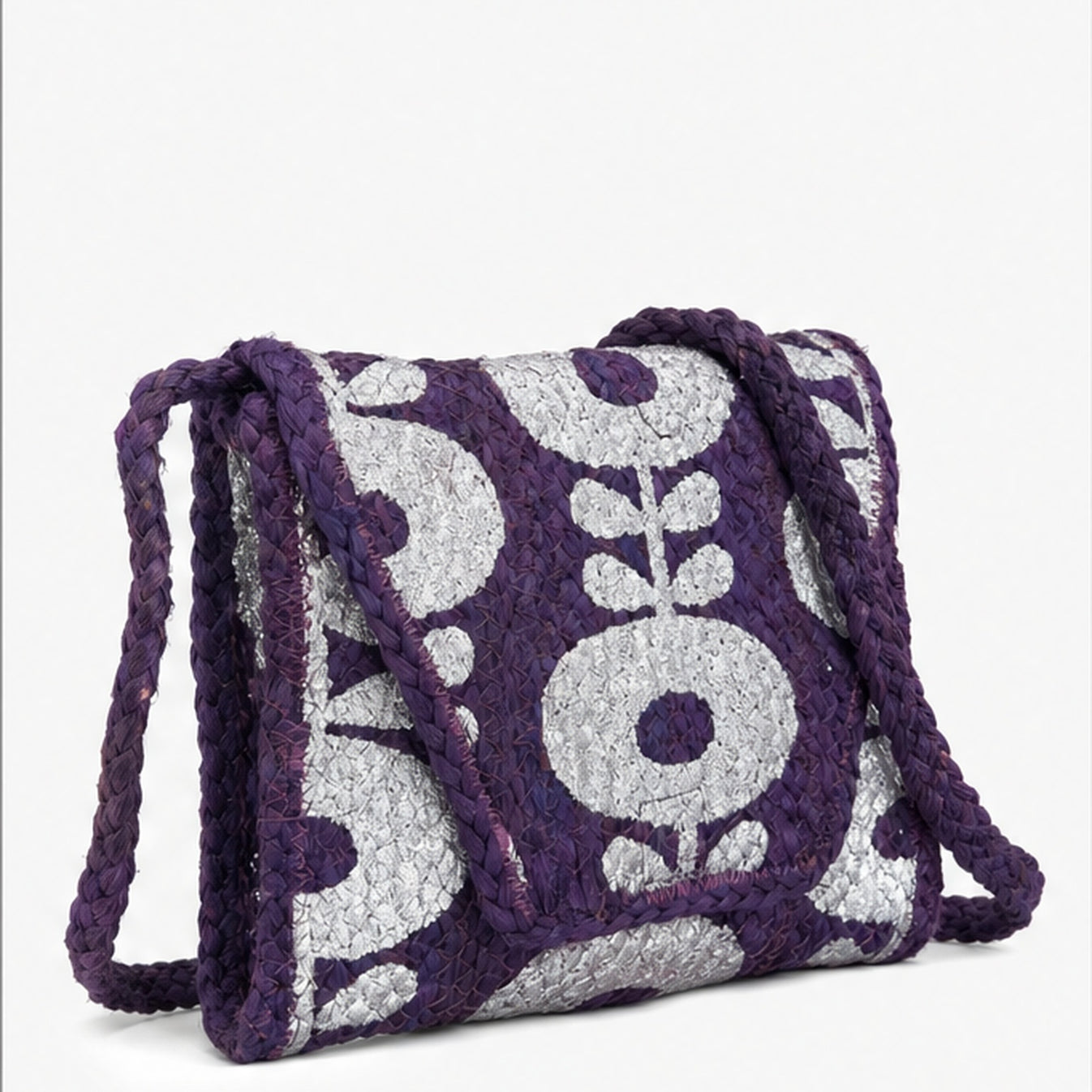 HS crossbody tas Paars Kralen - zijaanzicht