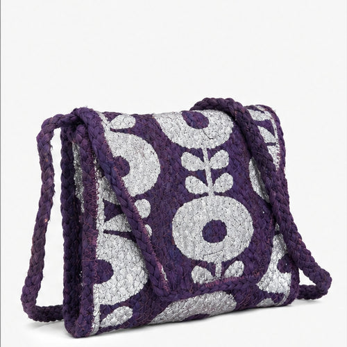 HS crossbody tas Paars Kralen - zijaanzicht