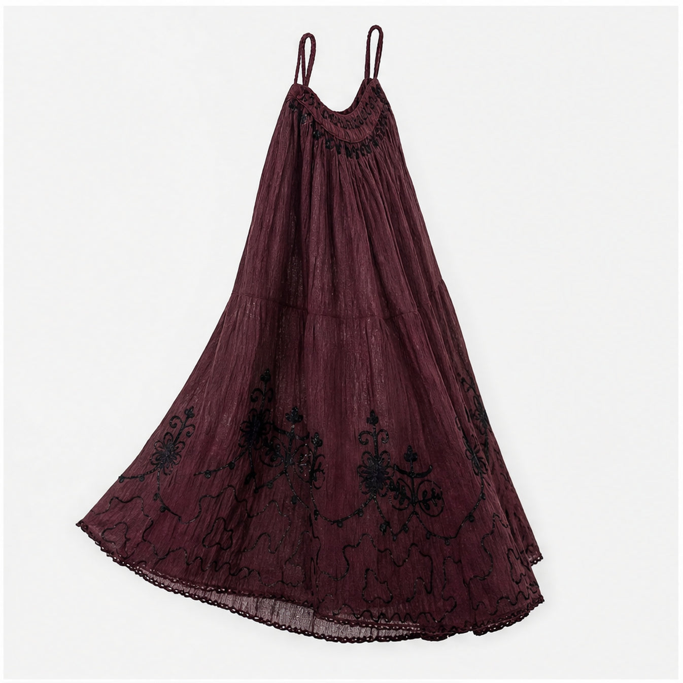 HS Rok Handmade in India - Meerdere Kleuren - Bordeaux - zijaanzicht