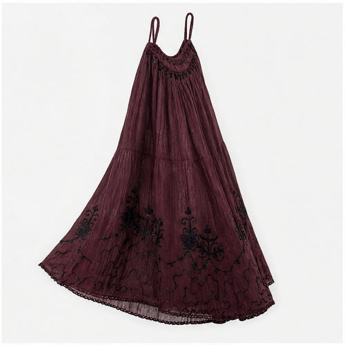 HS Rok Handmade in India - Meerdere Kleuren - Bordeaux - zijaanzicht