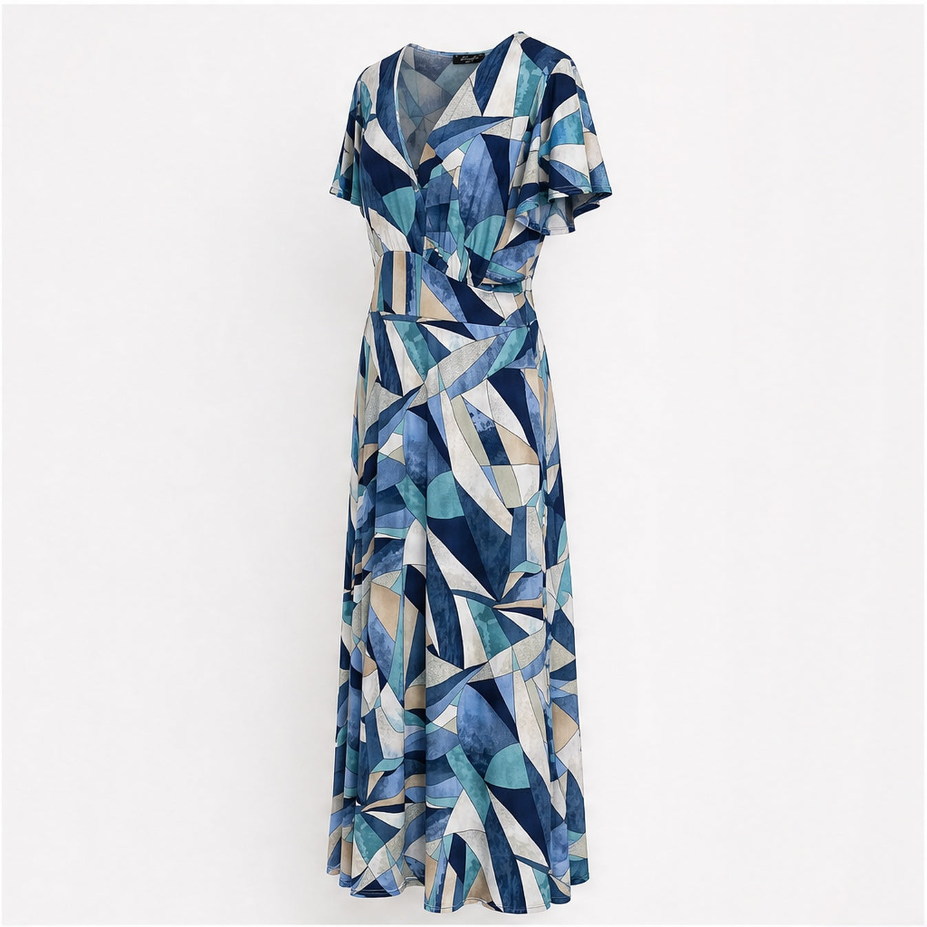 Jimi Fei Paris Blauw Creme Geometrisch - zijaanzicht