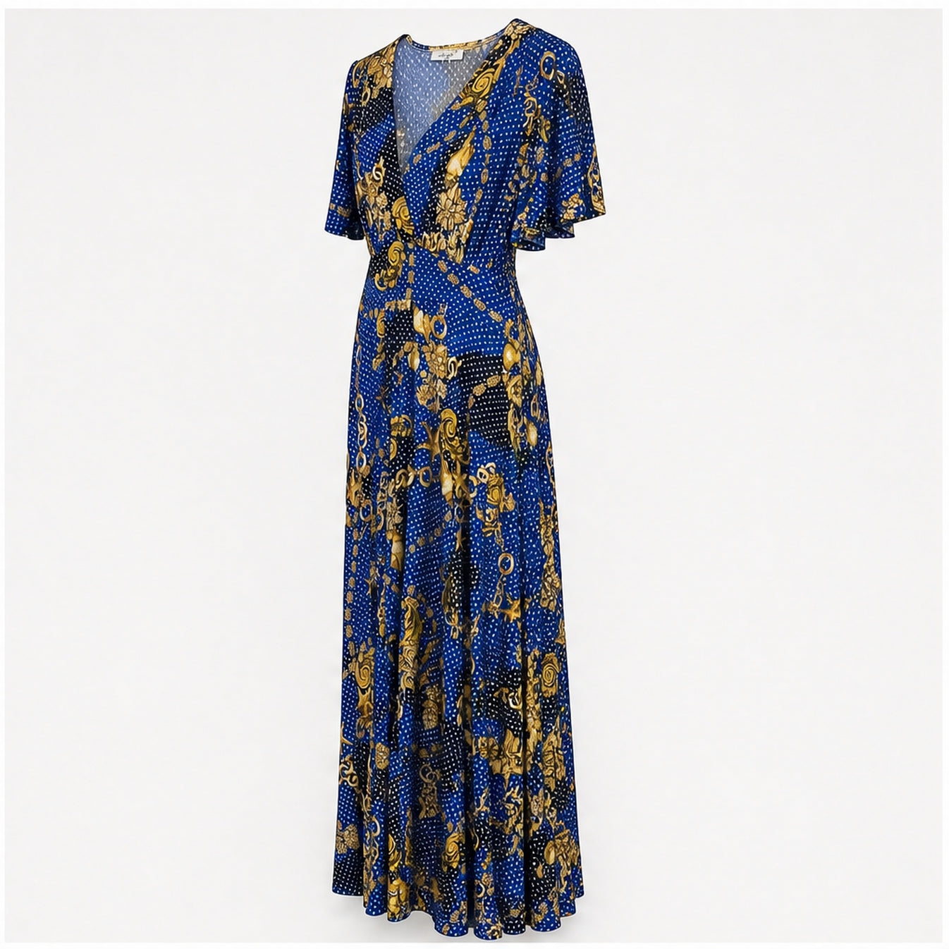 Jimi Fei Paris Royal Blue Gouden Kettingprint - zijaanzicht