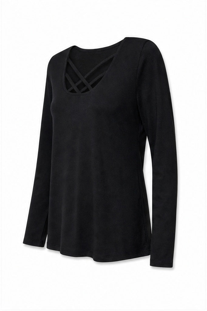Signature top zwart - Zijaanzicht ghost mannequin