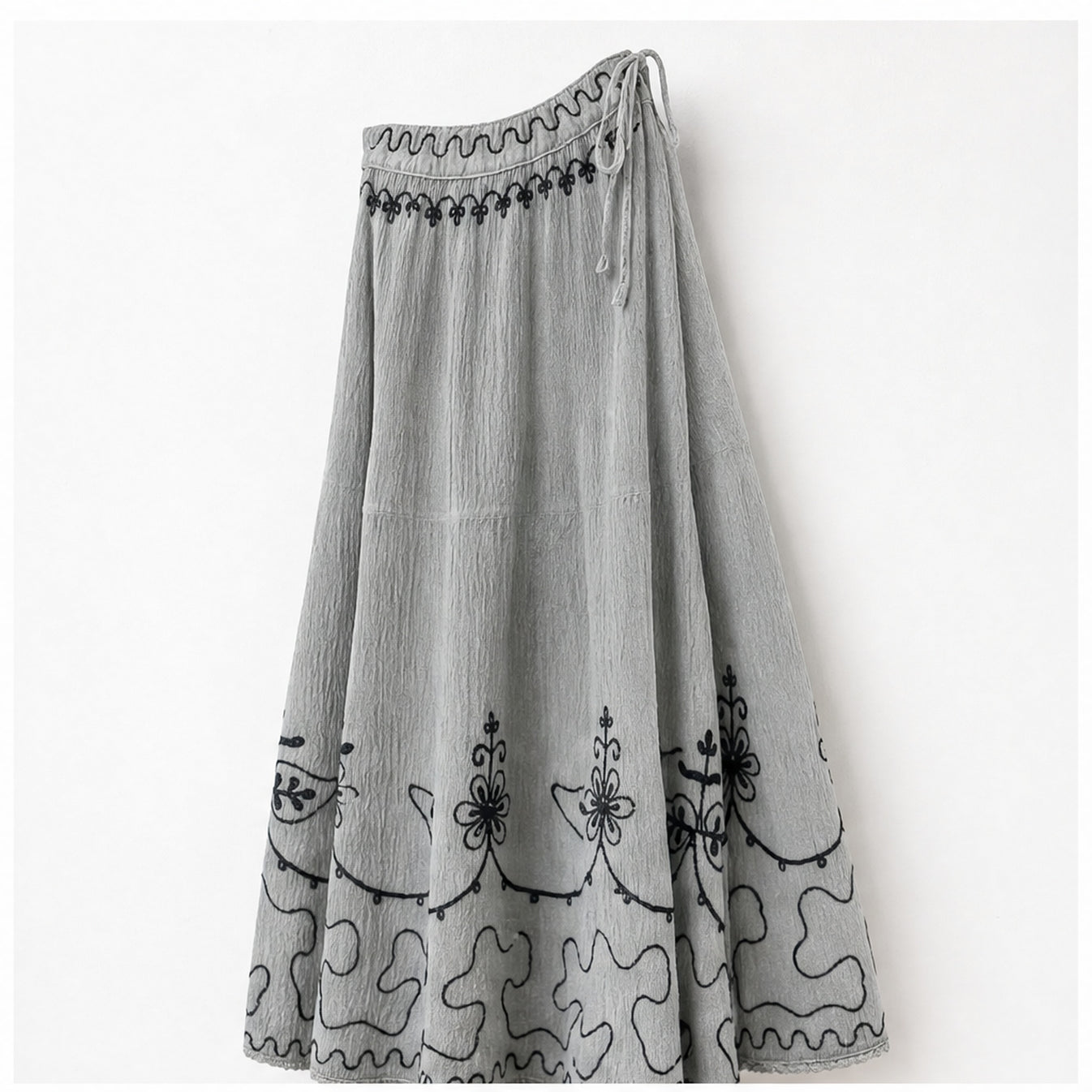 HS Rok Handmade in India - Meerdere Kleuren - Lichtgrijs - zijaanzicht