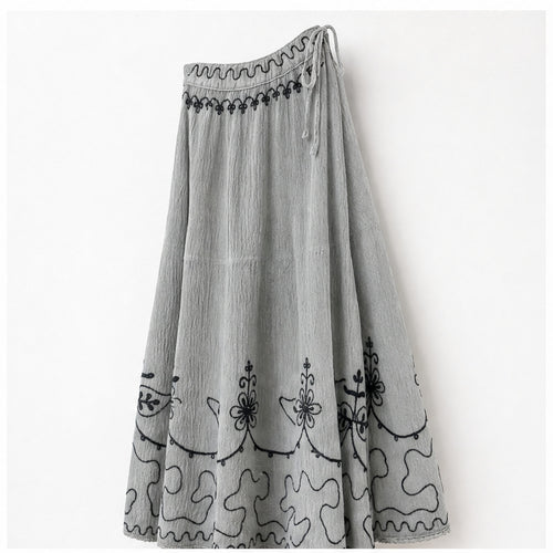 HS Rok Handmade in India - Meerdere Kleuren - Lichtgrijs - zijaanzicht