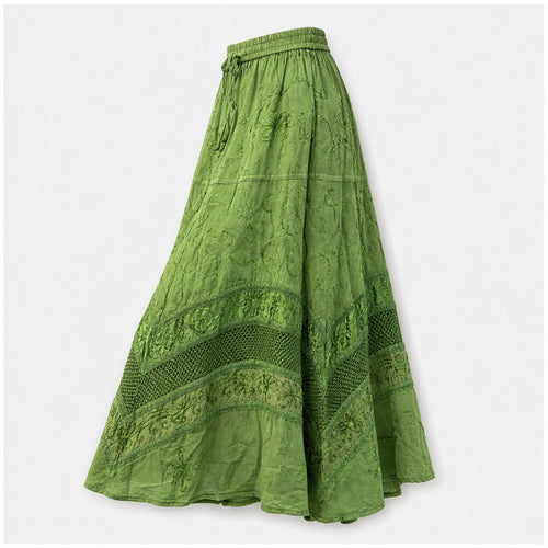 HS Rok Handmade in India - Meerdere Kleuren - Groen - zijaanzicht