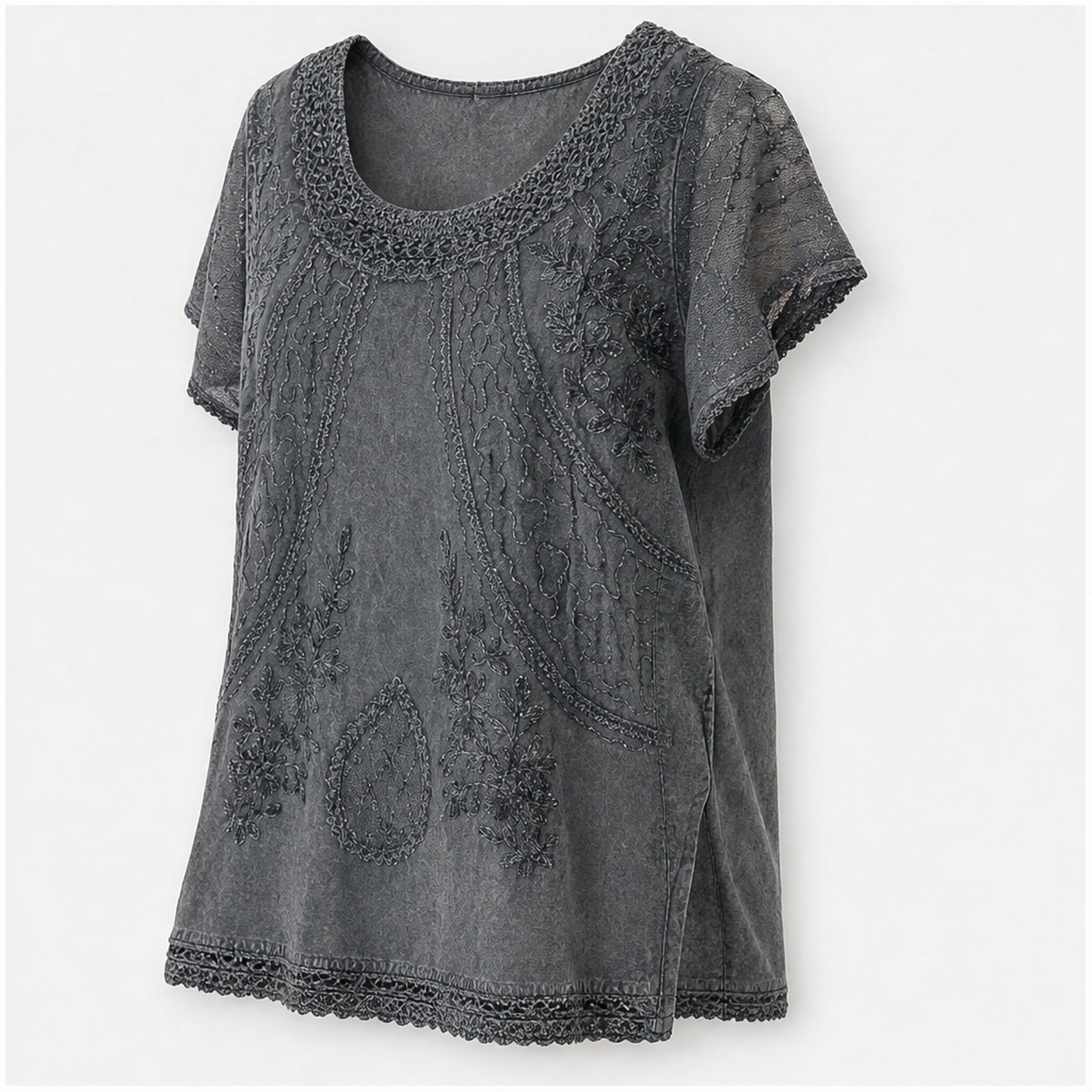 HS Shirt - Meerdere Kleuren - Grijsblauw Borduursel - zijaanzicht