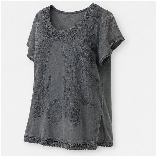 HS Shirt - Meerdere Kleuren - Grijsblauw Borduursel - zijaanzicht