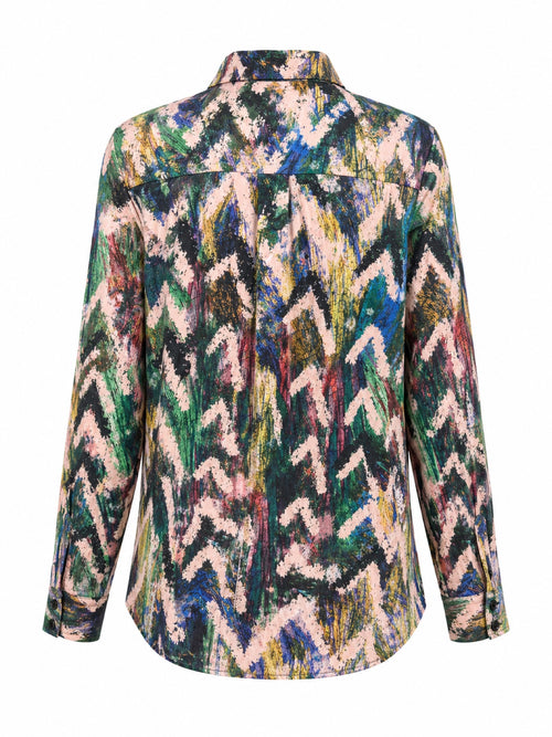 Vegas blouse abstracte print - Achteraanzicht ghost mannequin