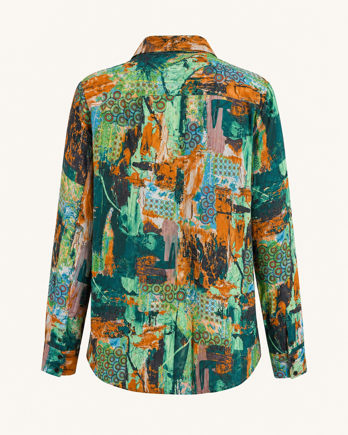 Vegas blouse abstracte print - Achteraanzicht ghost mannequin
