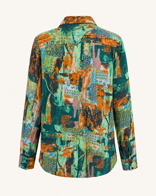 Vegas blouse abstracte print - Achteraanzicht ghost mannequin