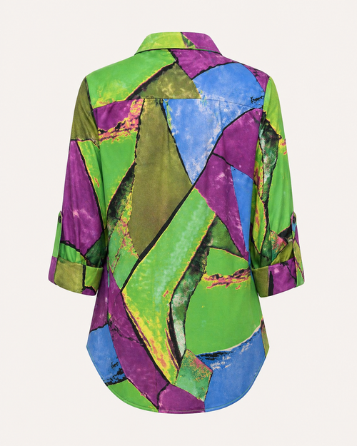 Vegas blouse abstracte print - Achteraanzicht ghost mannequin