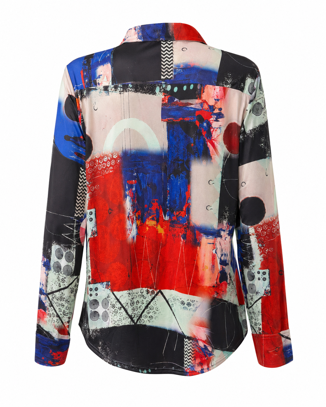 Vegas blouse abstracte print - Achteraanzicht ghost mannequin