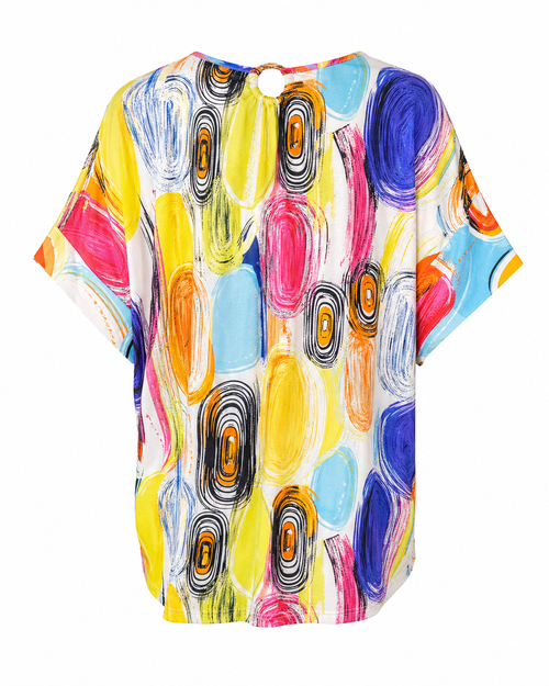 Joy blouse abstracte print - Achteraanzicht ghost mannequin