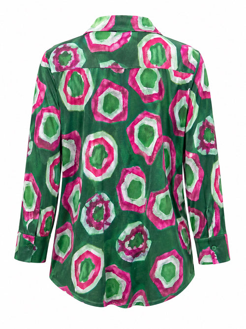 Vegas blouse abstracte print - Achteraanzicht ghost mannequin