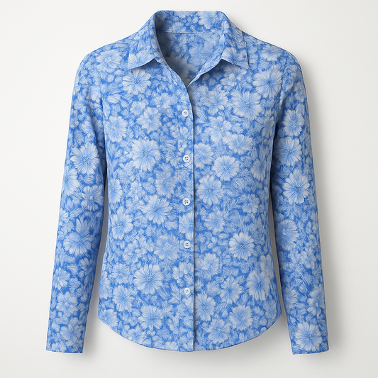 Blouse Fijnbloemig Zachtblauw