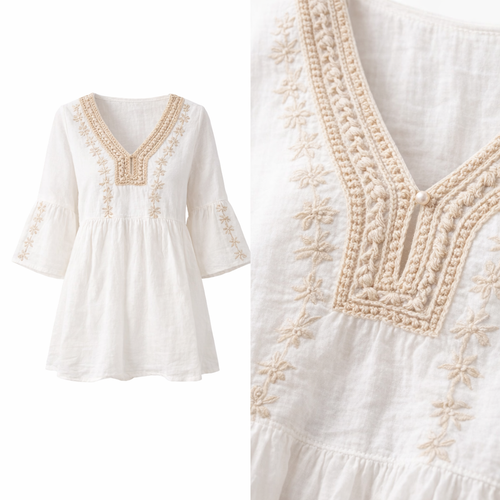HS Zomertop - Free Size - comfortabele pasvorm - 2 kleuren - DETAIL