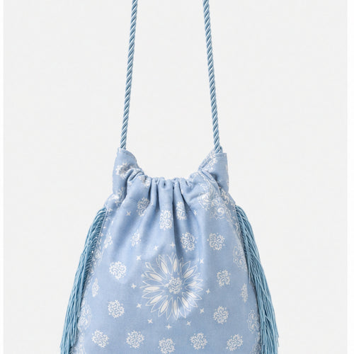 HS tas Blauw Fringe - achteraanzicht