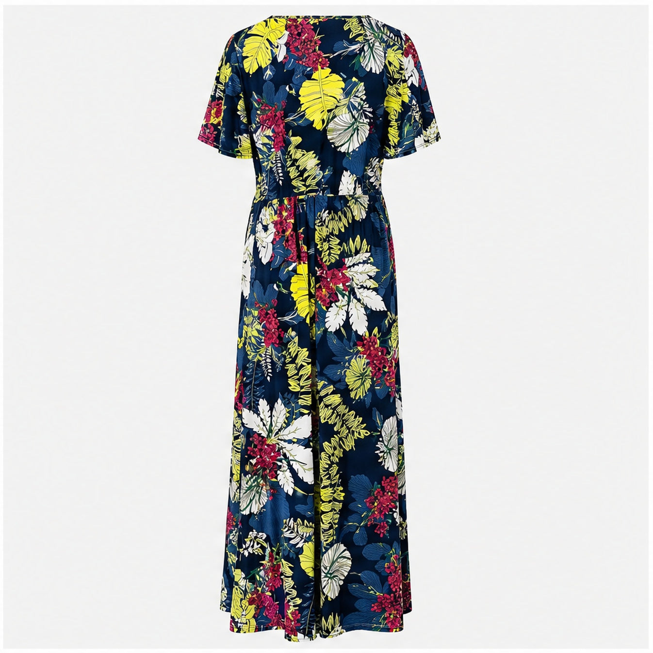 Jimi Fei Paris Navy Geel Roze Bloemenprint - achteraanzicht