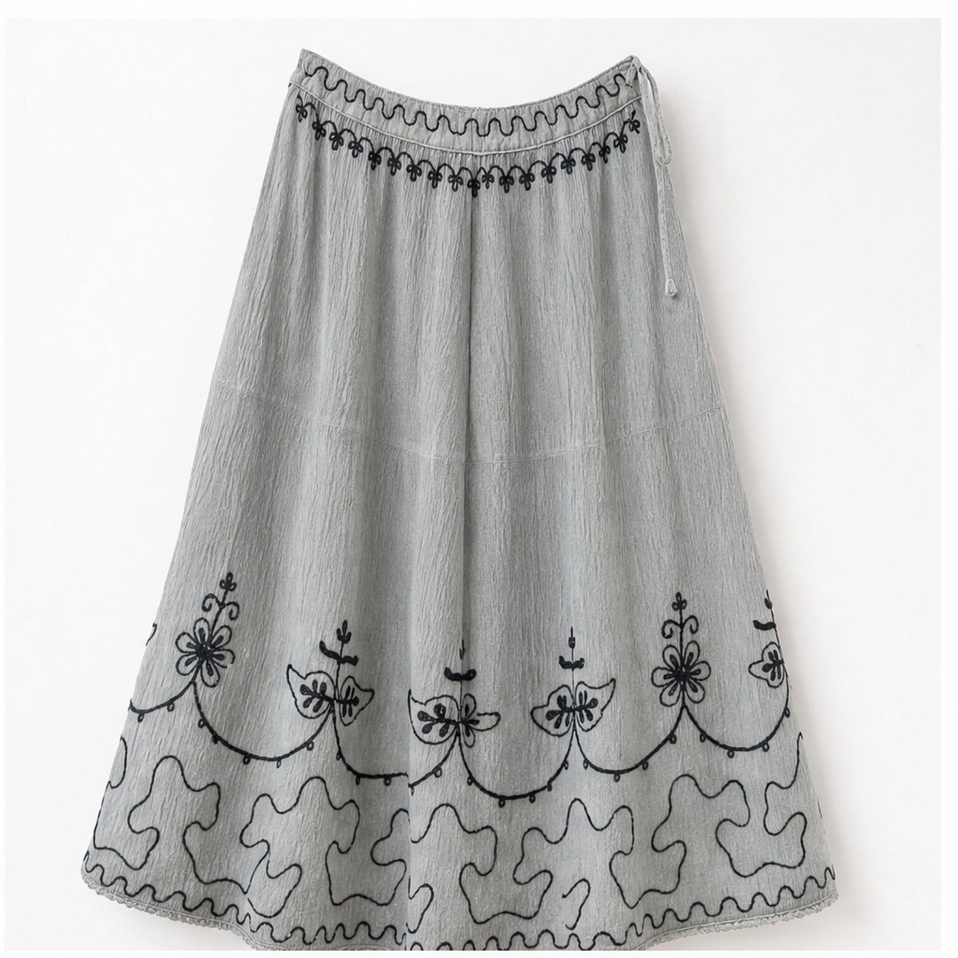 HS Rok Handmade in India - Meerdere Kleuren - Lichtgrijs - achteraanzicht