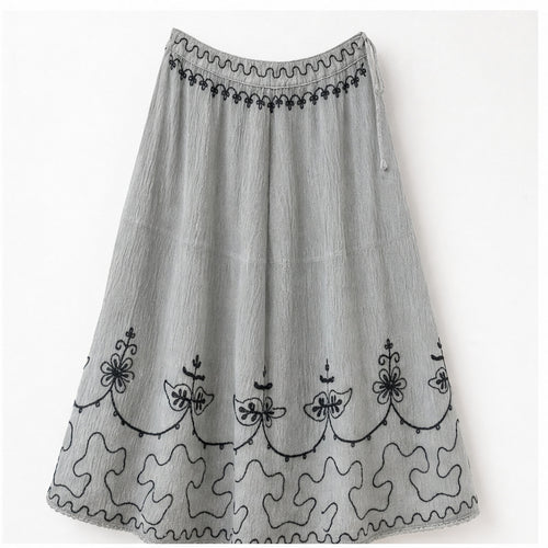 HS Rok Handmade in India - Meerdere Kleuren - Lichtgrijs - achteraanzicht