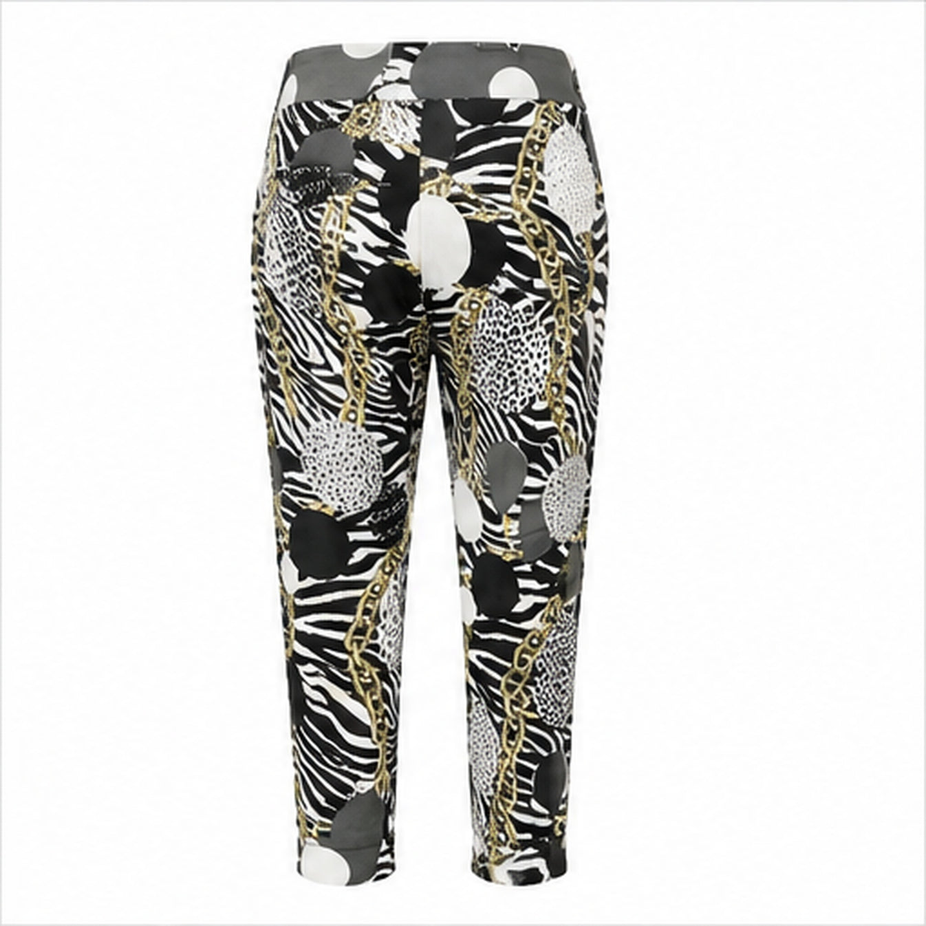 Angelle Milan 7/8 Broek Travelstof - Prints - Black White Animal Chain - back